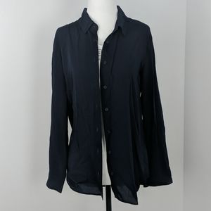 Uniqlo Women Rayon Long Sleeve Blouse | Navy | S